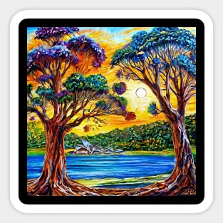 Gum Tree Blue Australian Outback Landscape with the Opera House Sticker